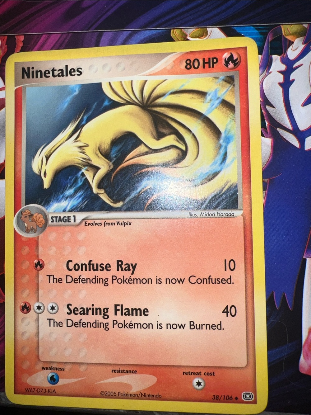 Pokemon Ninetales Card - Yellow and Orange Illustration